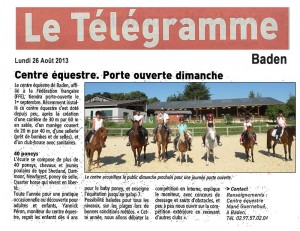 Article paru dans le Télégramme Centre Equestre de Baden