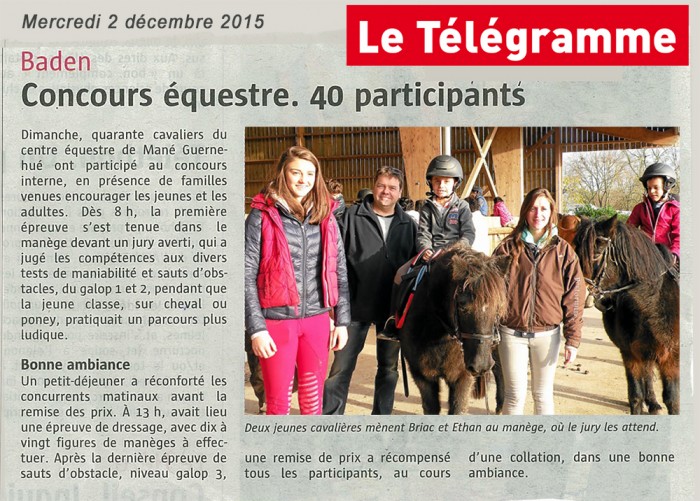 Concours interne à Baden. 40 participants. Article paru dans le Télégramme