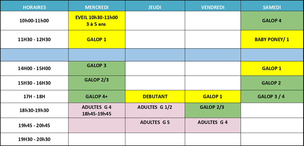 Cours à l'année au centre équestre de Baden